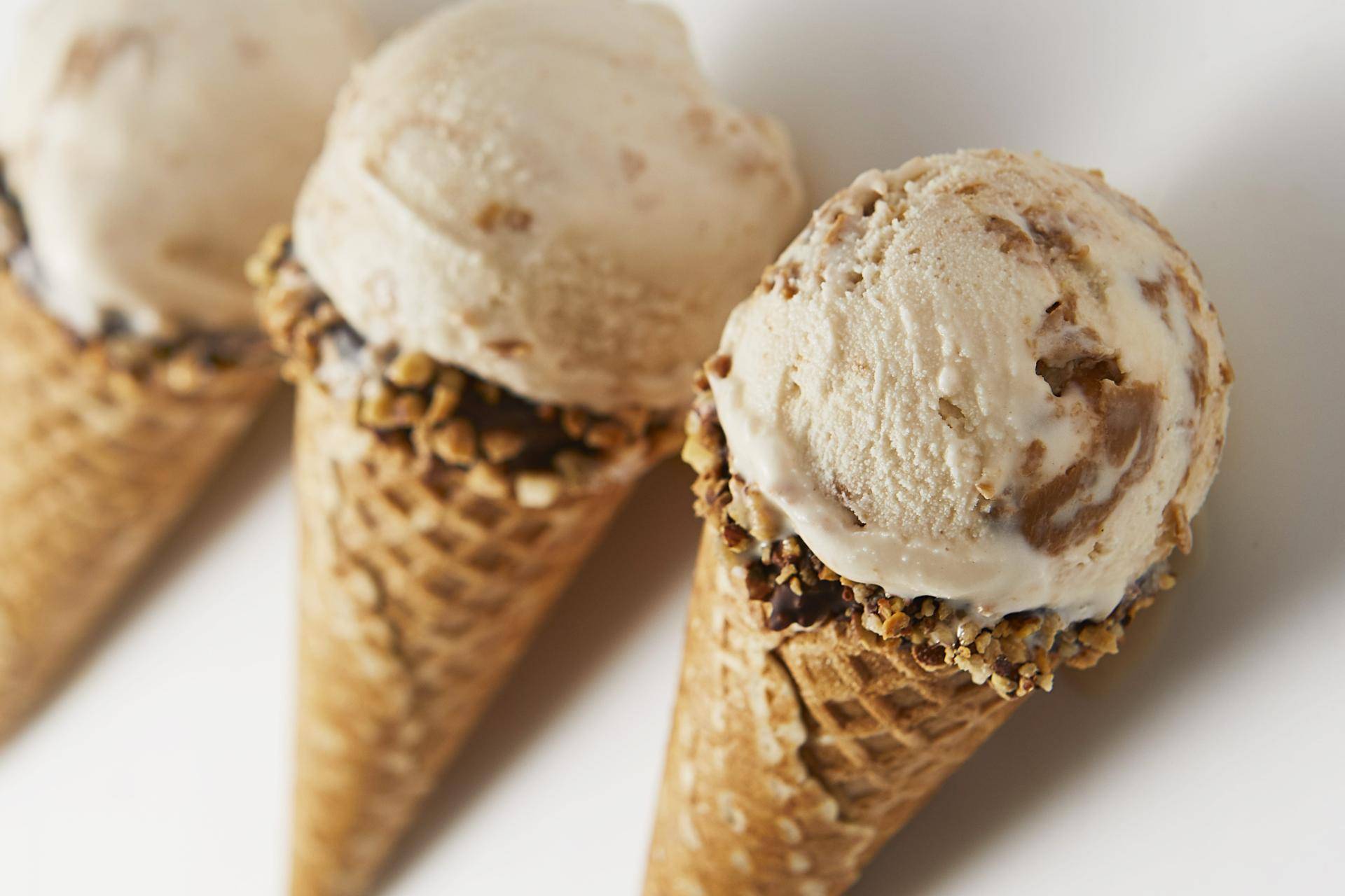 ice cream cones on white background