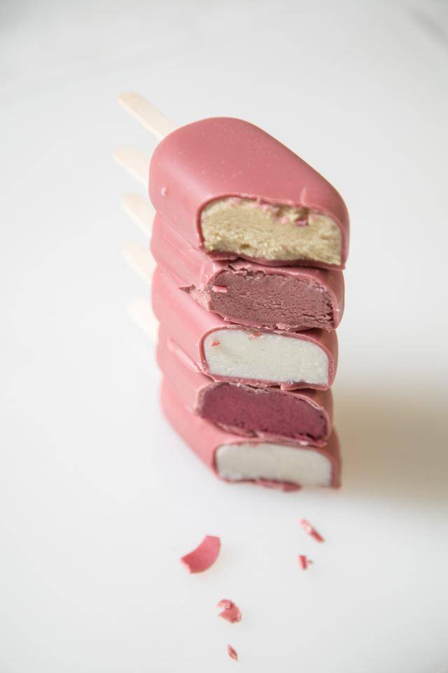 stack of ruby coated ice cream bars