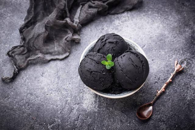 bowl of charcoal ice cream