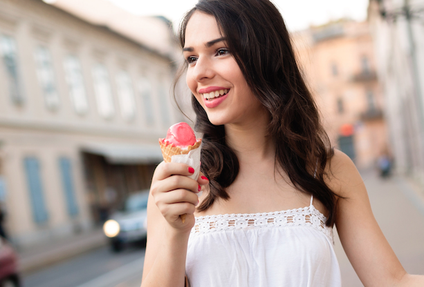 woman eating ice cream