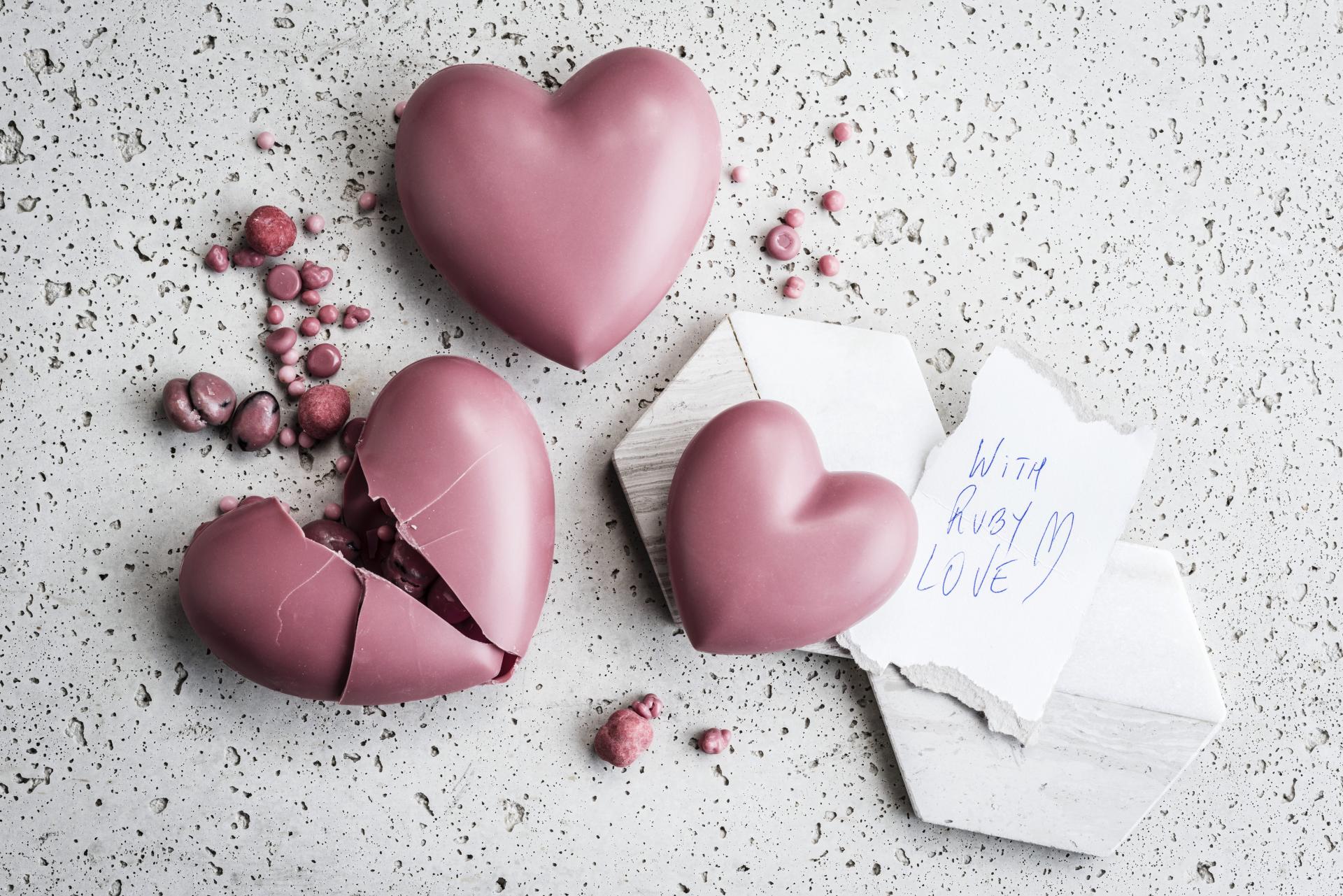 Ruby chocolate hearts