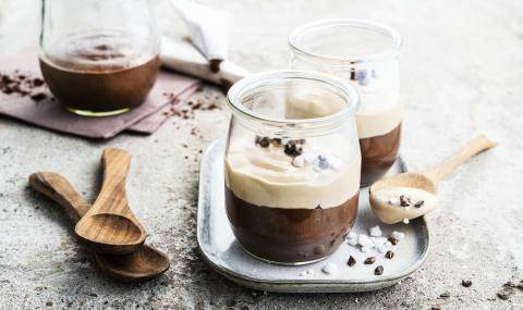 Desserts Custard Cacao Powder Hazelnuts