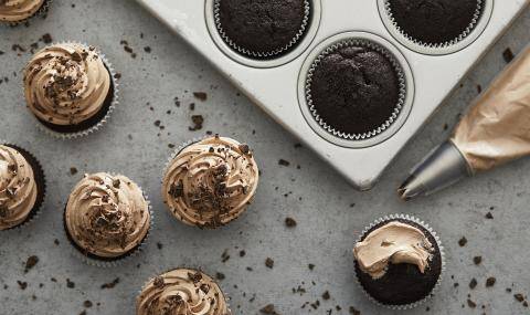 chocolate cupcakes with icing 