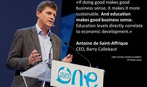 Antoine de Saint-Affrique speaking at One Young World summit in Ottawa/Canada 2016