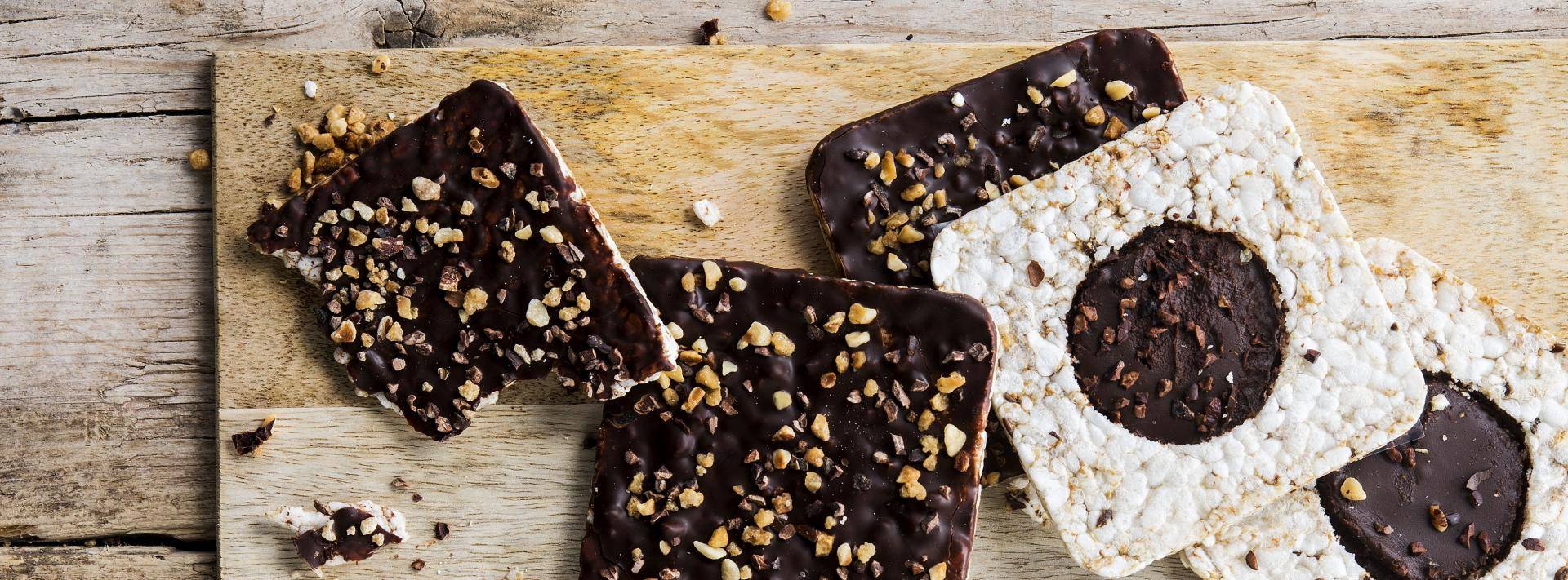 Sugar-free rice wafers made with sugar-free dark chocolate