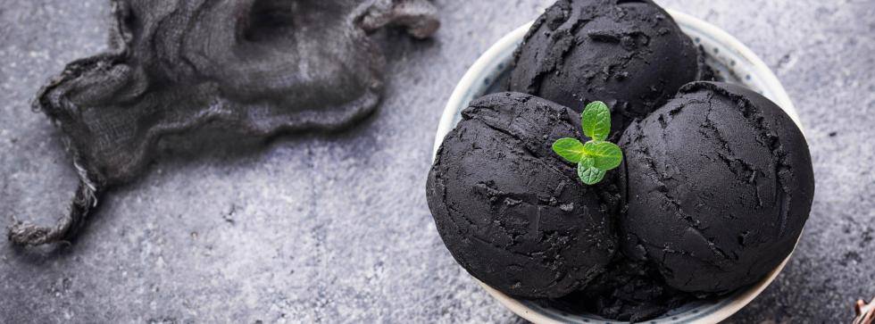 bowl of charcoal ice cream