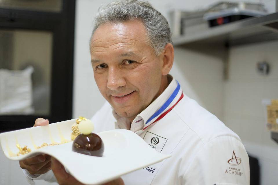 Philippe Bertrand, MOF, with his dessert creation - the Paris-Brest