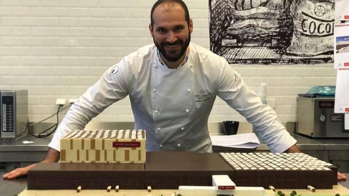 Davide Comaschi building Barry Callebaut's new Global Distribution Center in chocolate