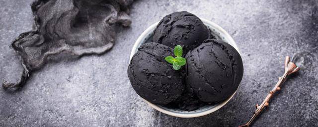 bowl of charcoal ice cream