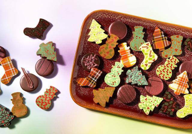 Christmas pralines in various shapes and prints