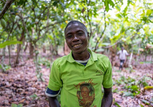 Farmer Jean-Didier in his cocoa farm